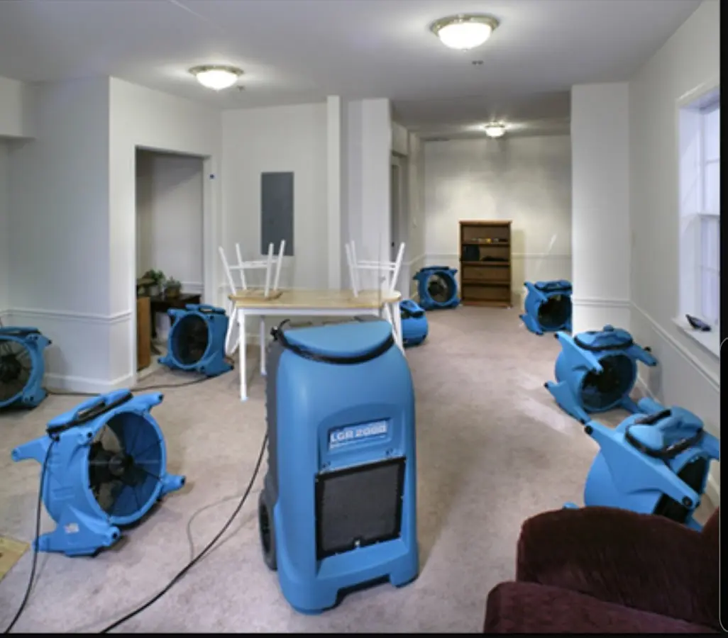 Air movers and dehumidifier setup for Water Damage Restoration in South Apopka
